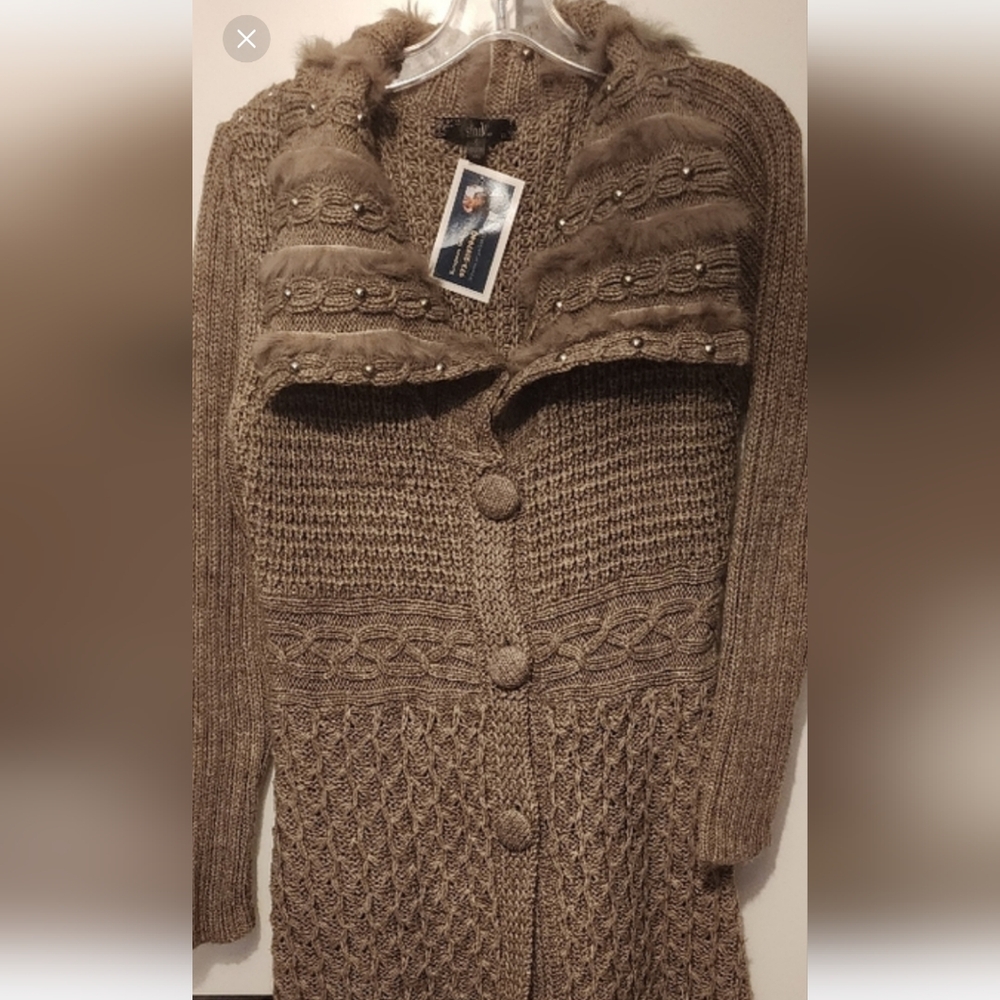SLONI  Warm Sweater Wool And Real Fur Dress  Top Size S.Like new.